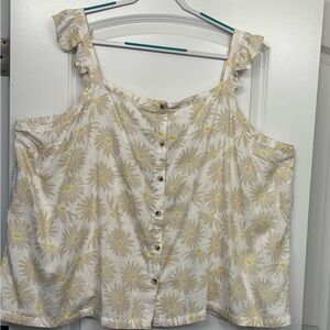 Torrid Tan Buttoned Ruffled Tank Top